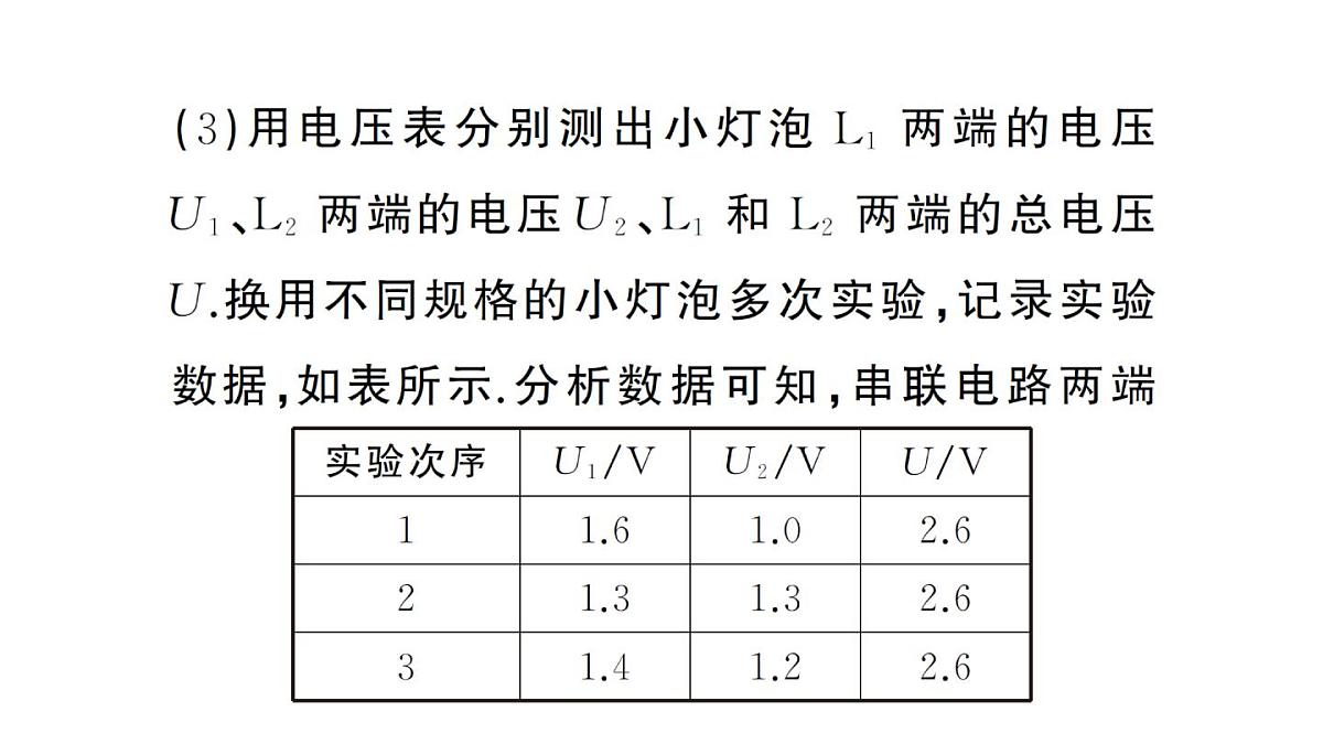 初中物理新人教版九年级全册第十六章第二节 串、并联电路中电压的规律作业课件2025秋第5页