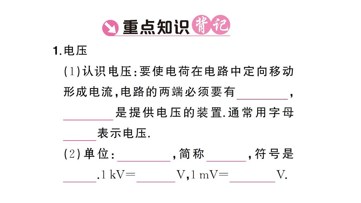 初中物理新人教版九年级全册第十六章第一节 电压课堂作业课件2025秋第2页