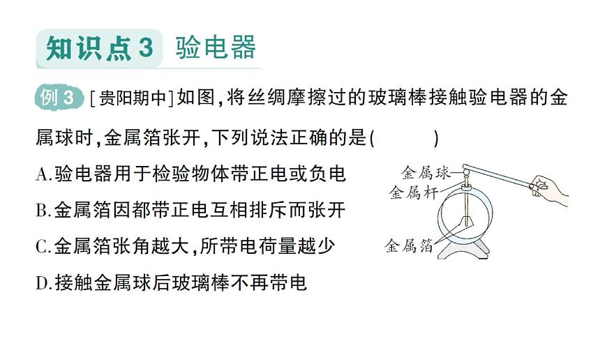 初中物理新人教版九年级全册第十五章第一节 两种电荷作业课件（2025秋季）第6页