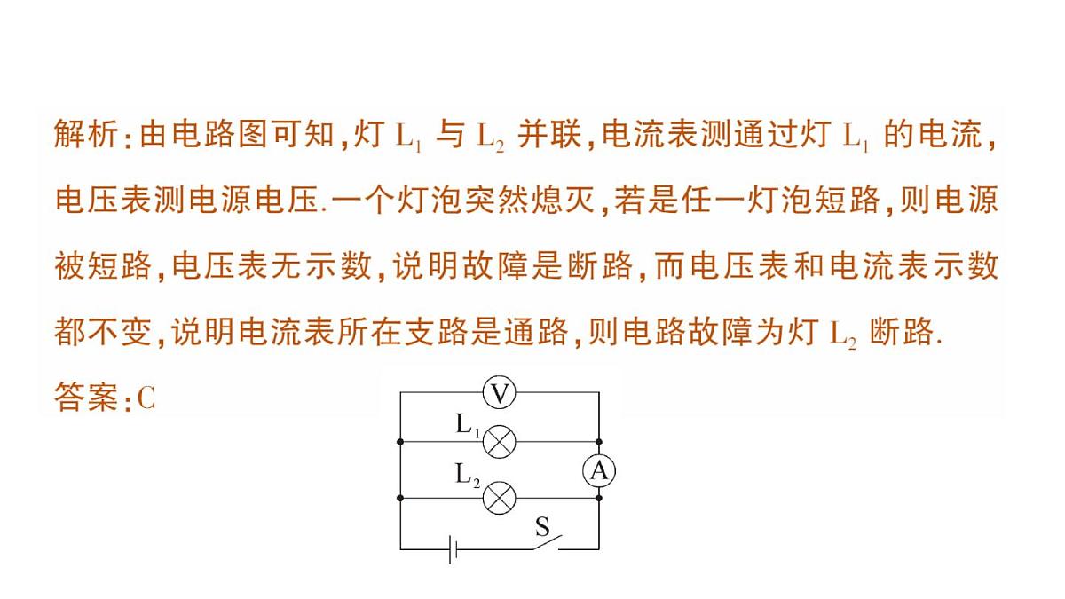 初中物理新人教版九年级全册第十七章专题二 电路故障分析作业课件（2025秋季）第3页