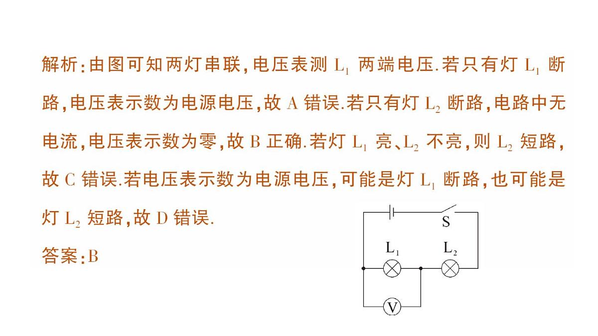 初中物理新人教版九年级全册第十七章专题二 电路故障分析作业课件（2025秋季）第6页