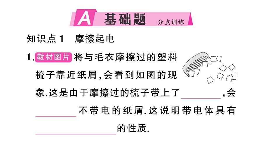 初中物理新沪科版九年级全册第十五章第一节 静电现象作业课件2025秋第2页