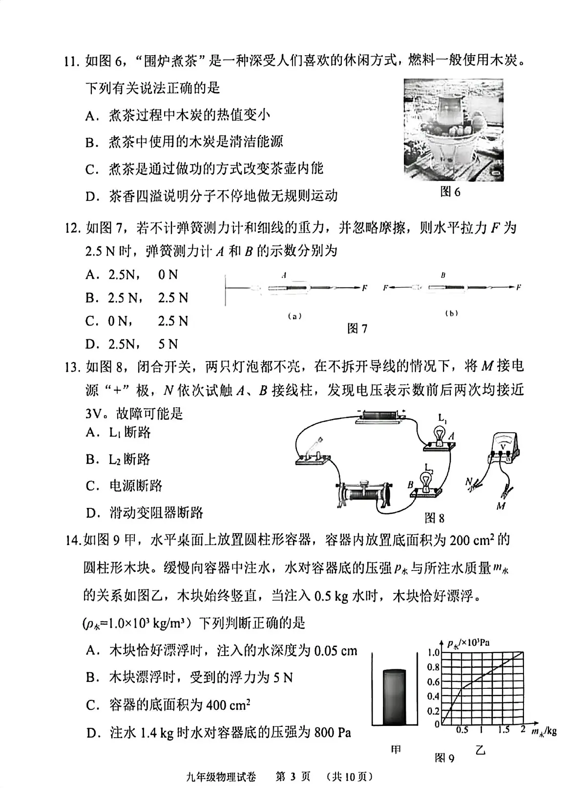 2025年福建省南平市初中毕业班适应性检测物理试卷（中考模拟）(002)第3页