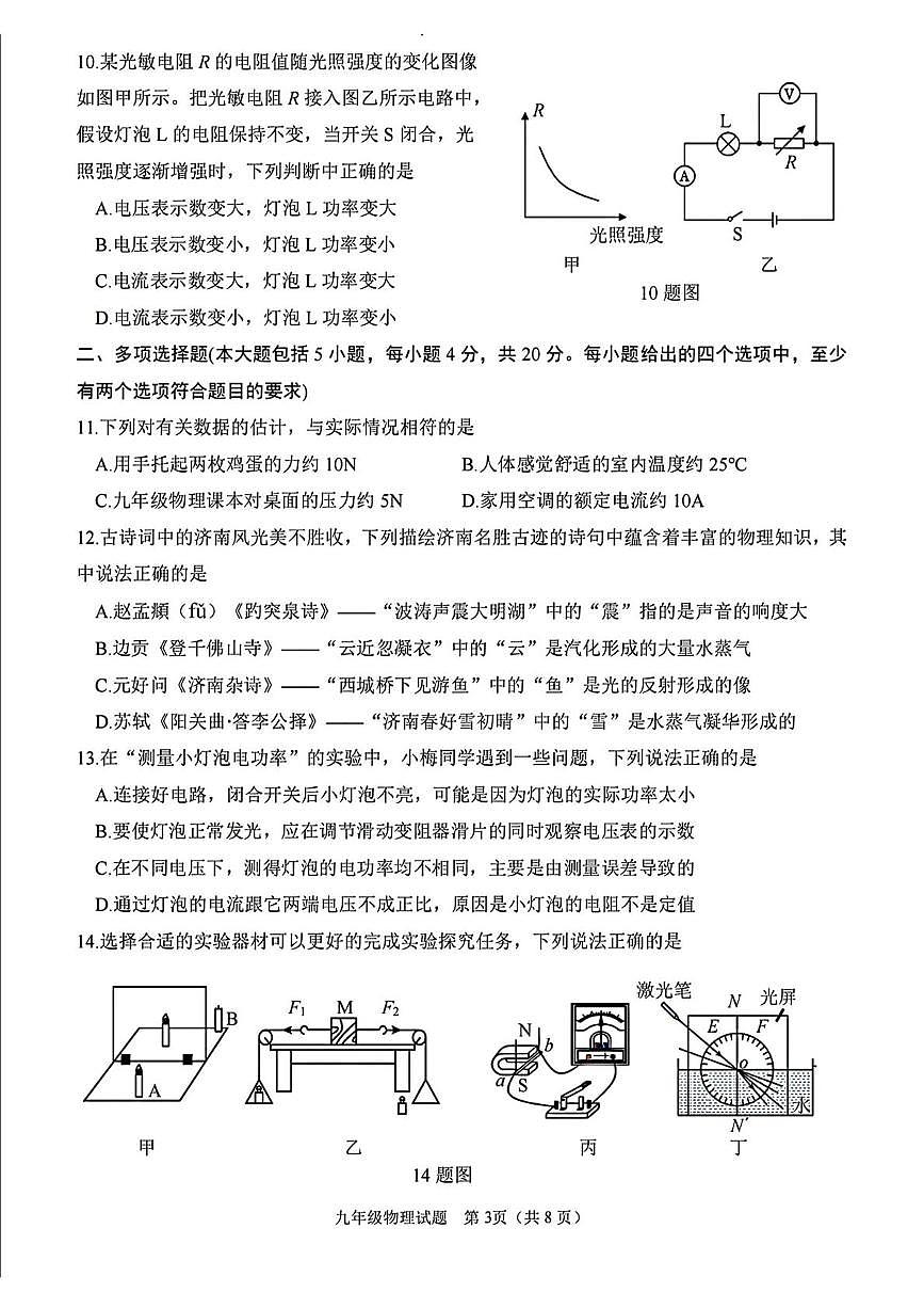 2025年山东省济南市天桥区中考二模物理试题（中考模拟）第3页
