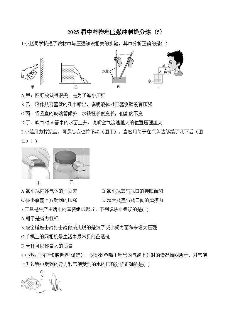 2025届中考物理压强冲刺提分练（5）（含解析）第1页