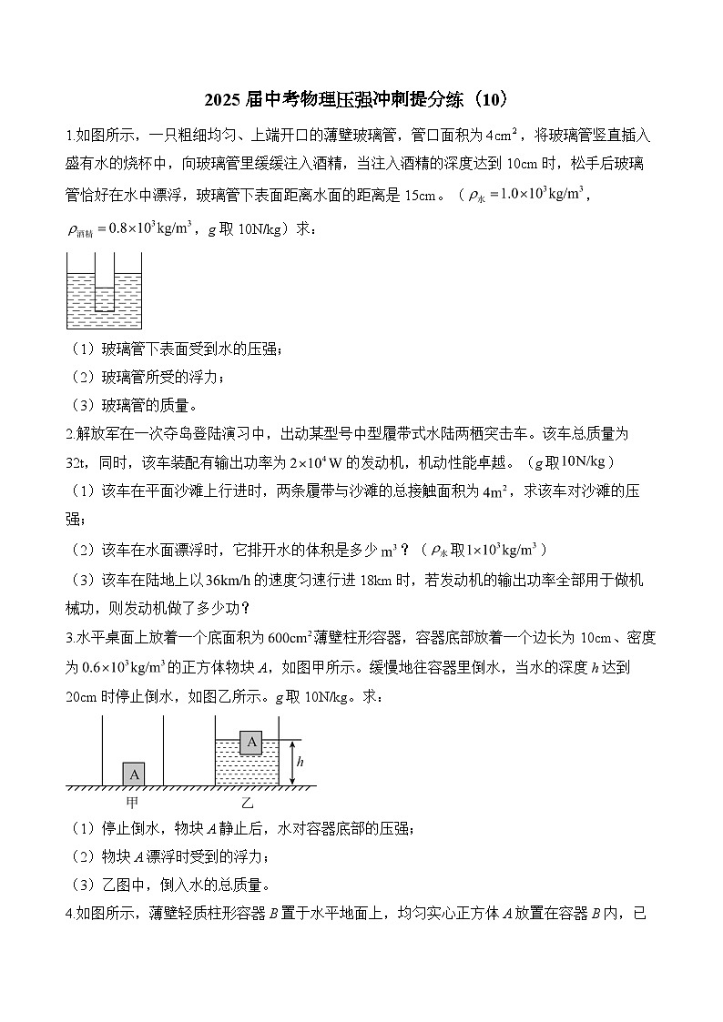 2025届中考物理压强冲刺提分练（10）（含解析）第1页