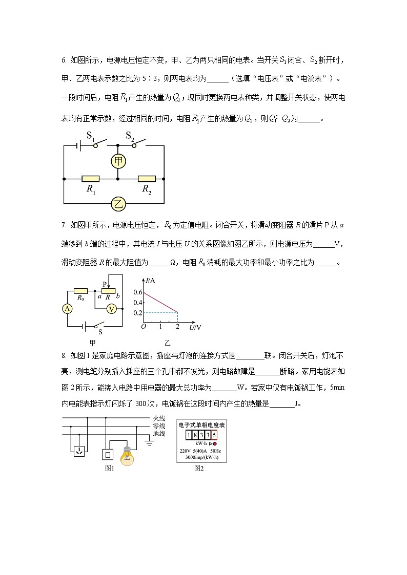 专题08 电学难度大的填空题（15道） （原卷版）2025年中考物理三轮复习临门一脚挑战13个压轴专题练第3页