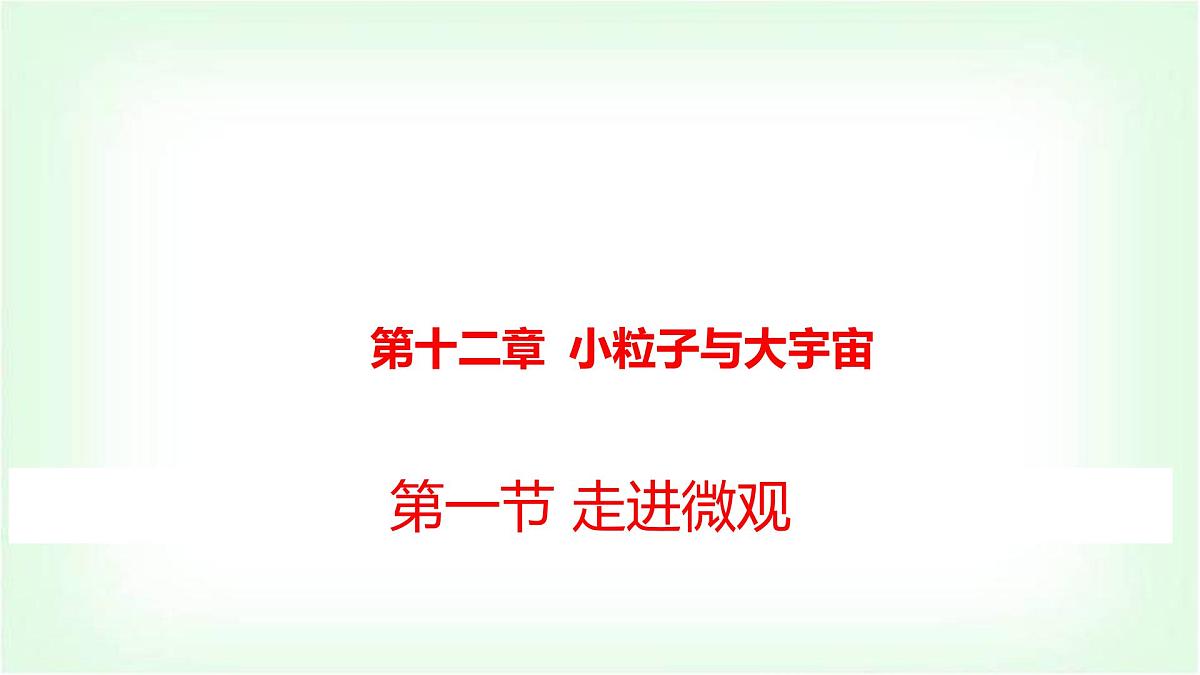 沪科版八年级物理第十二章小粒子与大宇宙第一节走进微观课件第1页