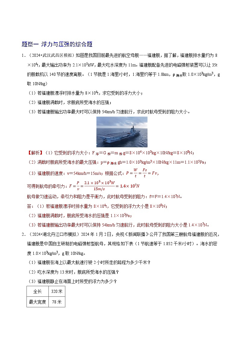 猜压08  综合计算题型（压强、浮力、杠杆等）（武汉专用）（解析版）第2页