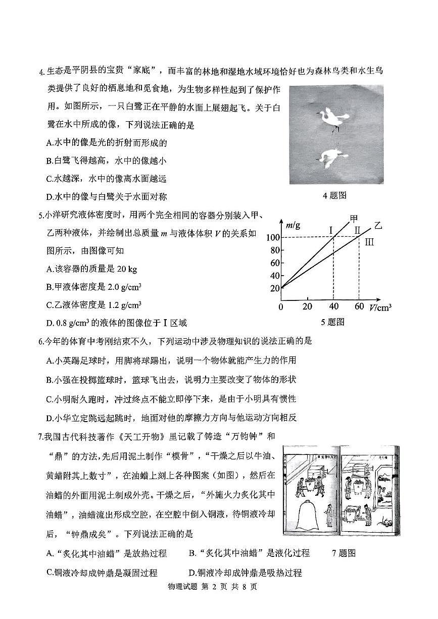 2025年山东省济南市平阴县中考二模物理试题（中考模拟）第2页