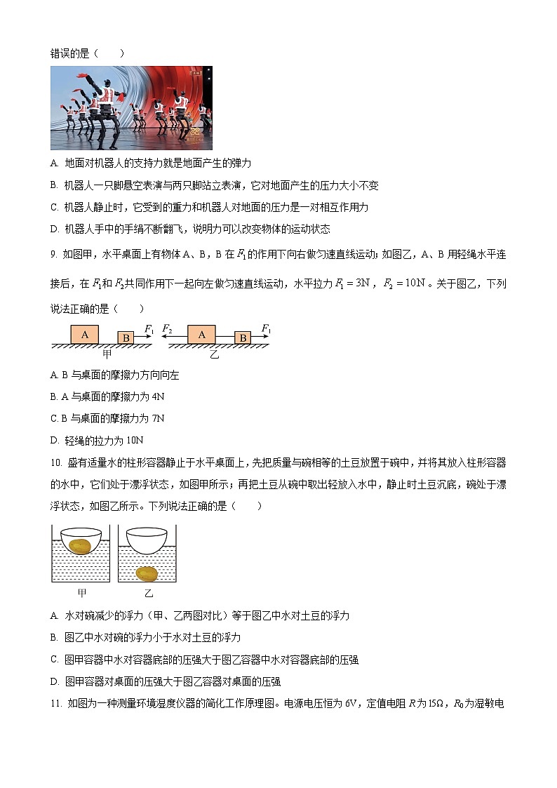 2025年四川省泸州市泸县中考二模物理试题（原卷版）第3页