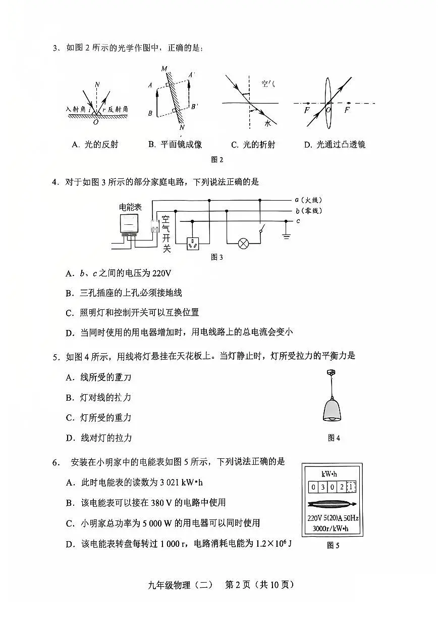 2025年天津市河东区中考二模物理试题及答案第2页