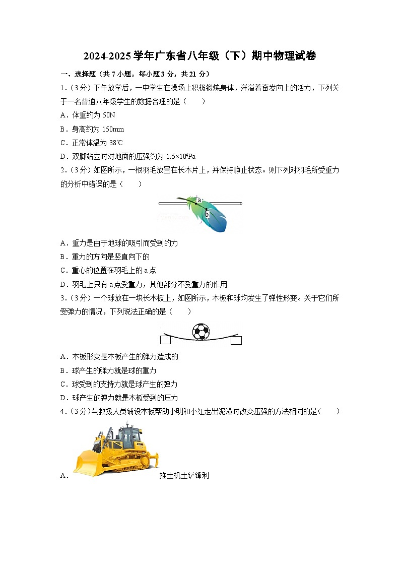 广东省惠州市2024-2025学年八年级下学期期中考试物理试题第1页