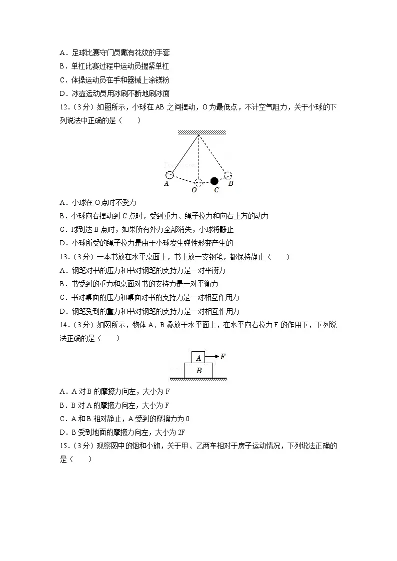 安徽省铜陵市2024-2025学年八年级下学期期中考试物理试题第3页
