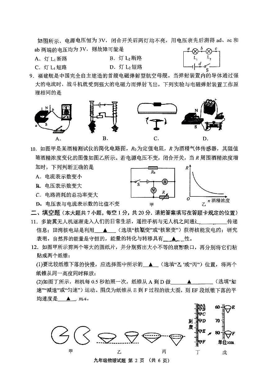 2025年江苏省连云港市苍梧中学中考一模物理试题（中考模拟）第2页