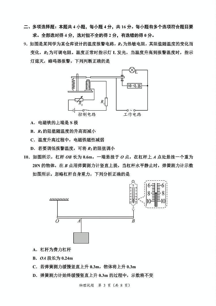 2025年山东省潍坊安丘市中考一模物理试题（中考模拟）第3页