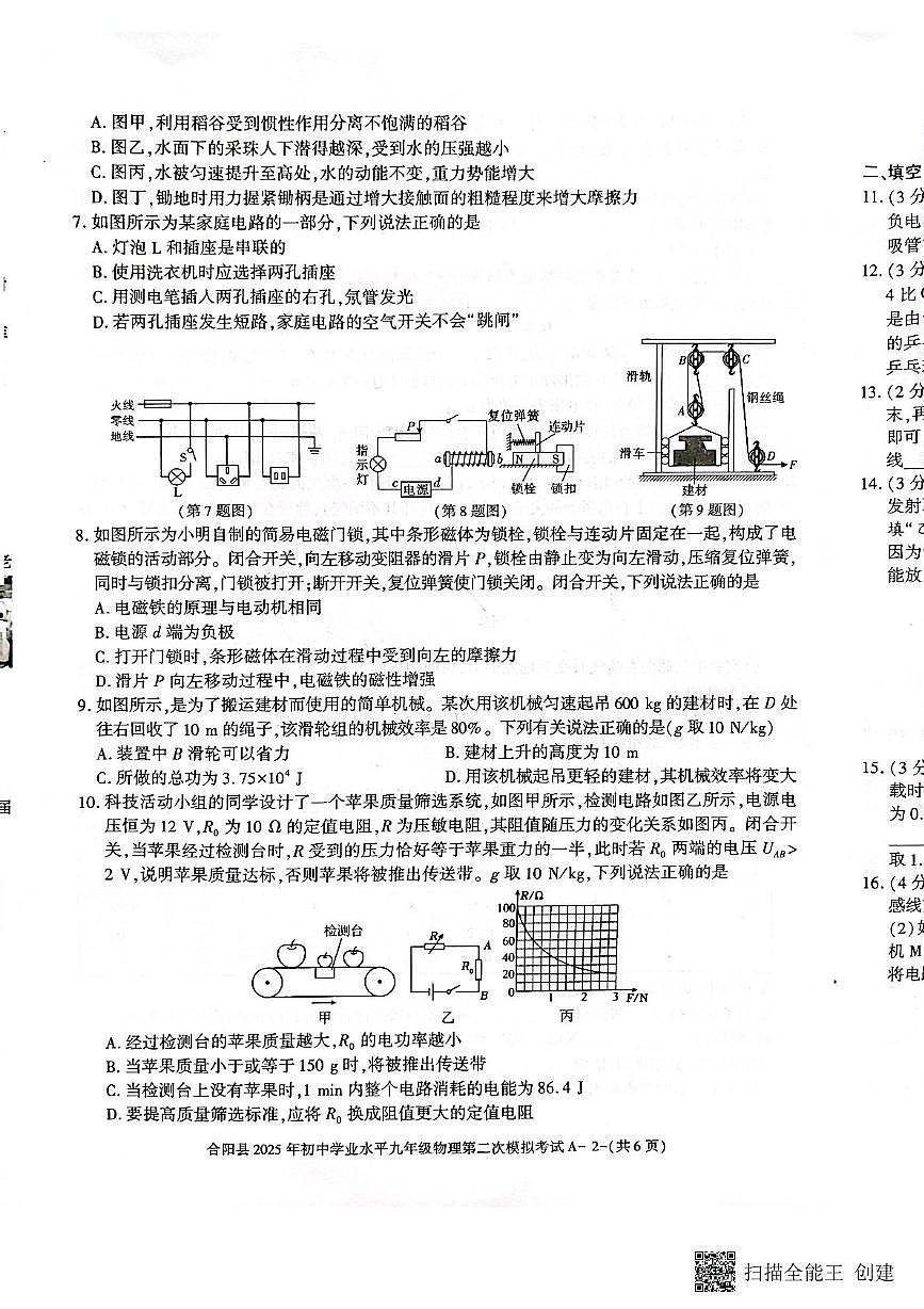 2025年陕西省渭南市合阳县中考二模物理试题（中考模拟）第2页