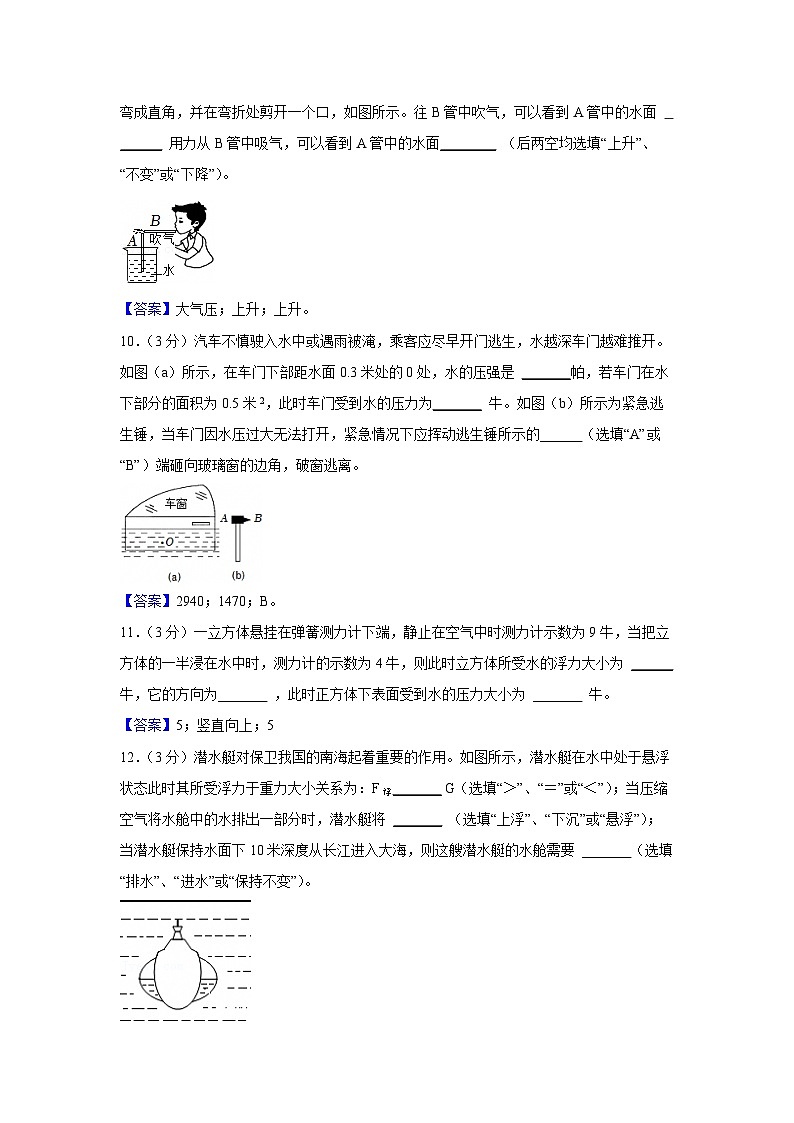 上海市奉贤区2024-2025学年八年级下学期期中练习卷物理试卷（解析版）第3页