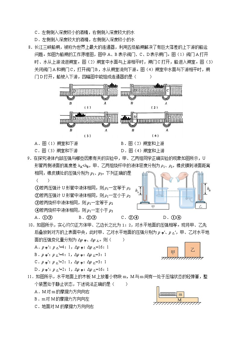 江苏省苏州市高新区实验初级中学2024-2025学年八年级下学期5月月考物理试卷(含答案)第2页