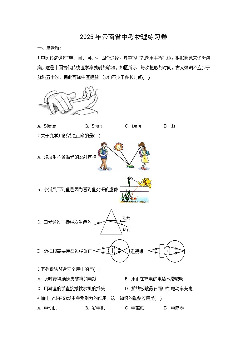 2025年云南省中考练习卷物理试卷（解析版）第1页