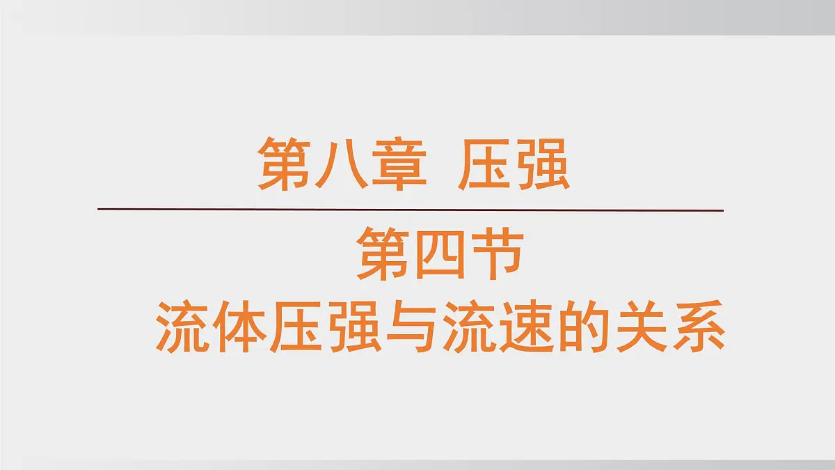 2025年春沪科版物理八年级下册上课课件 8.4 流体压强与流速的关系第1页