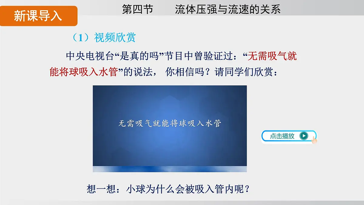 2025年春沪科版物理八年级下册上课课件 8.4 流体压强与流速的关系第2页