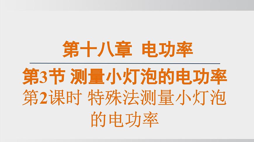 2025年春人教版物理九年级下册上课课件 18.3-2 特殊法测量小灯泡的电功率第1页