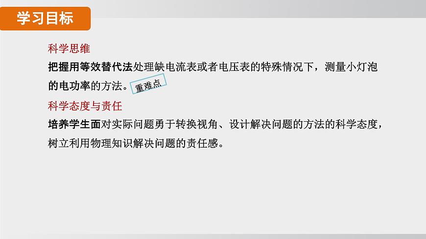 2025年春人教版物理九年级下册上课课件 18.3-2 特殊法测量小灯泡的电功率第2页