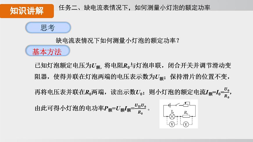 2025年春人教版物理九年级下册上课课件 18.3-2 特殊法测量小灯泡的电功率第6页