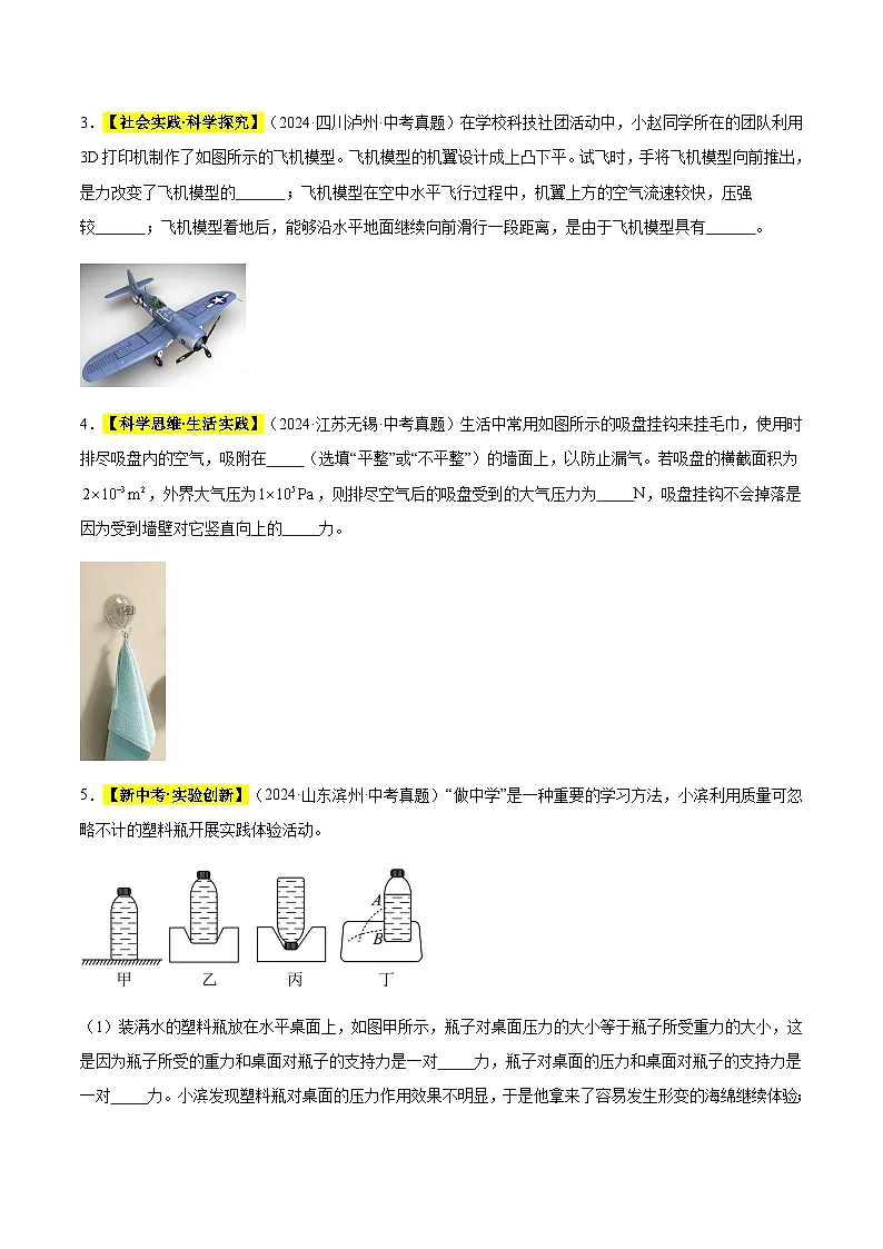 备战2025年中考物理真题分类汇编（全国通用）专题10压力和压强（原卷版）第2页