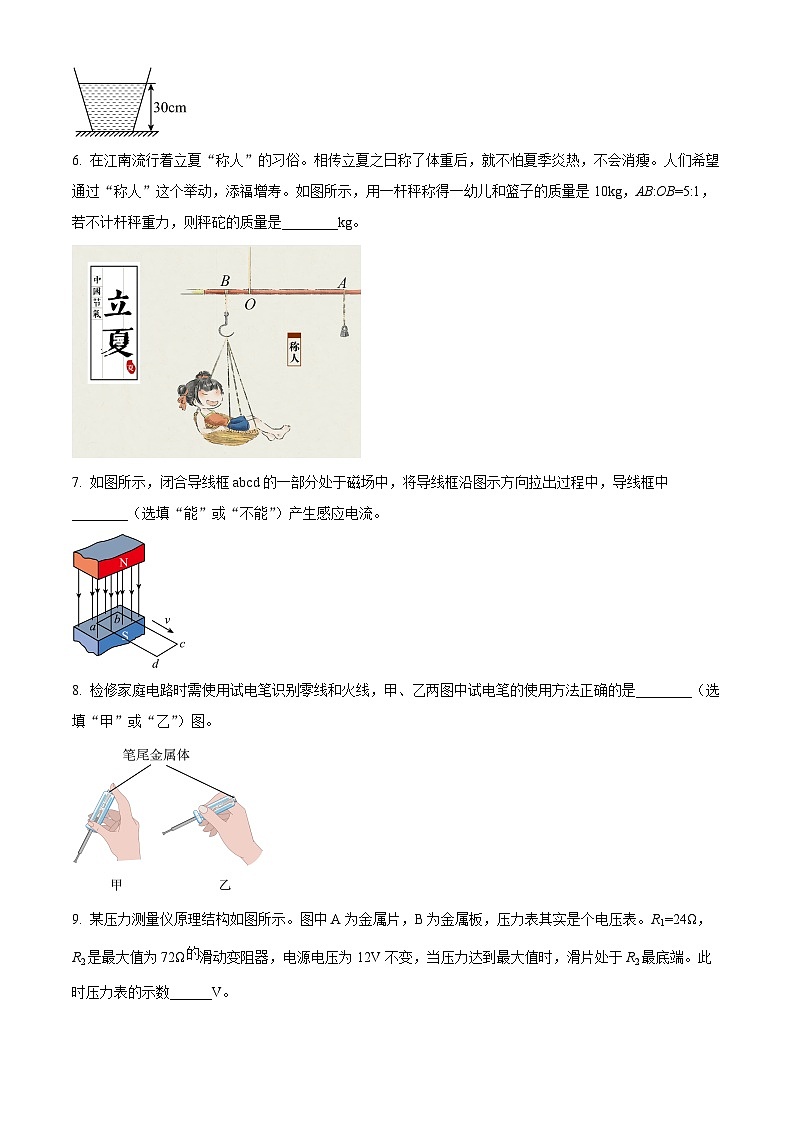 2025年安徽省亳州市涡阳县等3地中考模拟预测物理试题（中考模拟）第2页