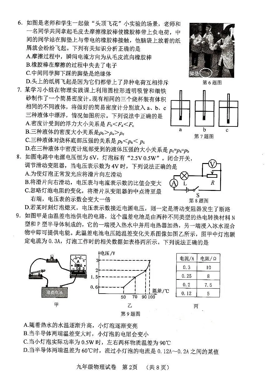 辽宁省本溪市2025年初中学业水平考试第一次模拟考试物理试卷（PDF，含答案）第2页