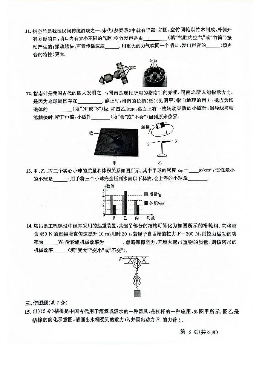 2025年广东省清远市连州市华慧光中学中考二模九年级物理试题 试题第3页