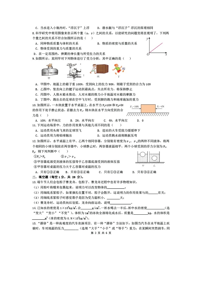 江苏省扬州市仪征市2024-2025学年八年级第二学期第二次月考物理试卷第2页