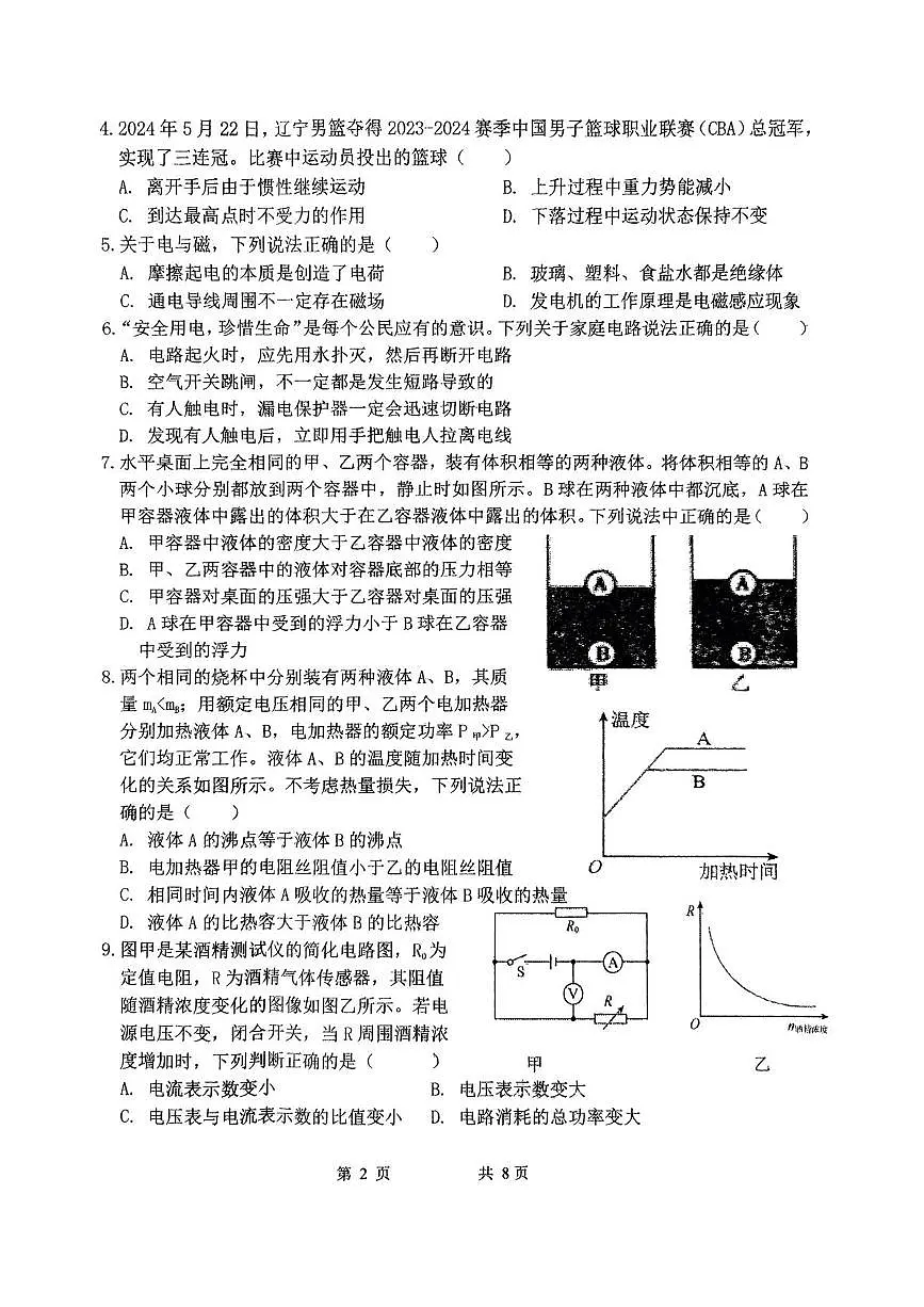 2025年辽宁省铁岭市铁岭县中考二模物理试题（中考模拟）第2页
