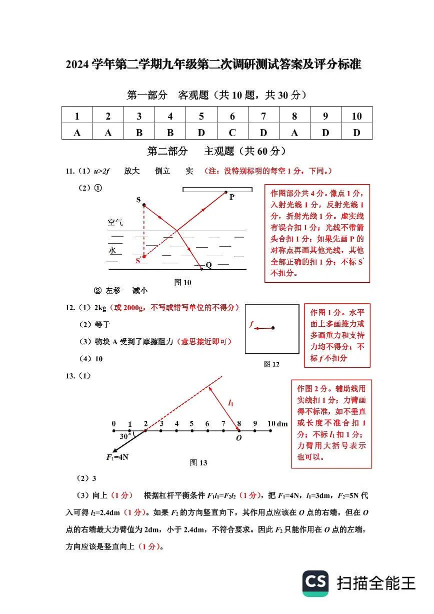 2025花都物理二模答案第1页