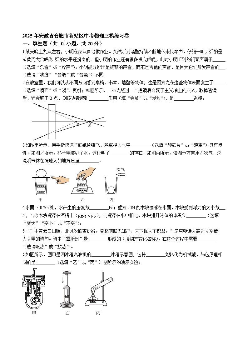 2025年安徽省合肥市新站区中考三模物理试题（中考模拟）第1页