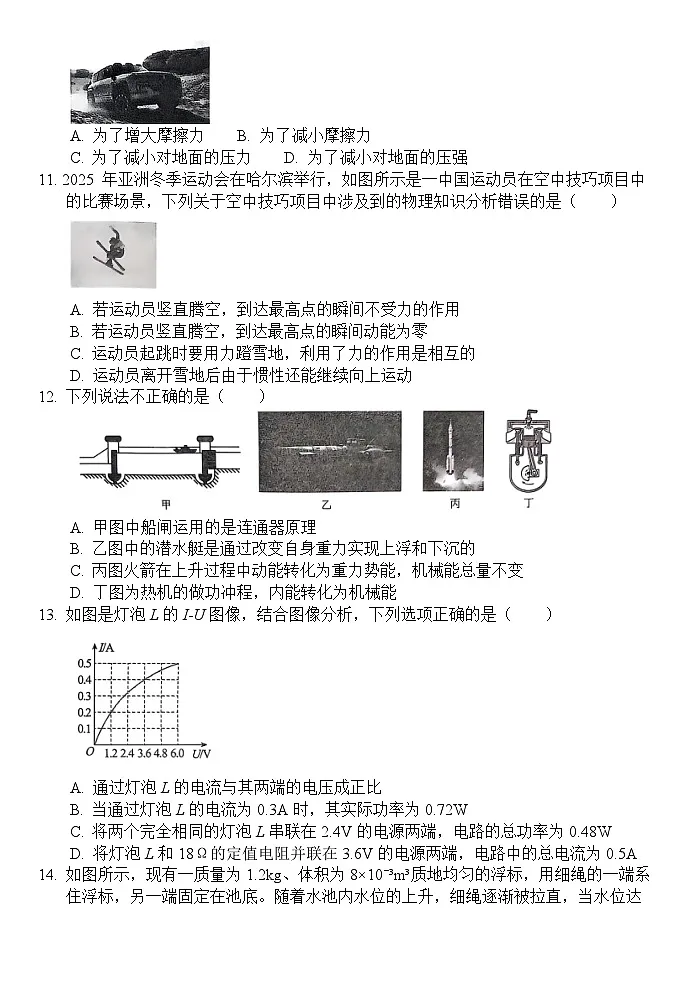 2025年山东省菏泽市单县二模 物理试题第3页
