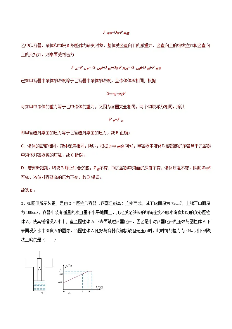 2025年中考物理专题复习讲义专题12 浮力综合（习题精选练习）（解析版）第2页