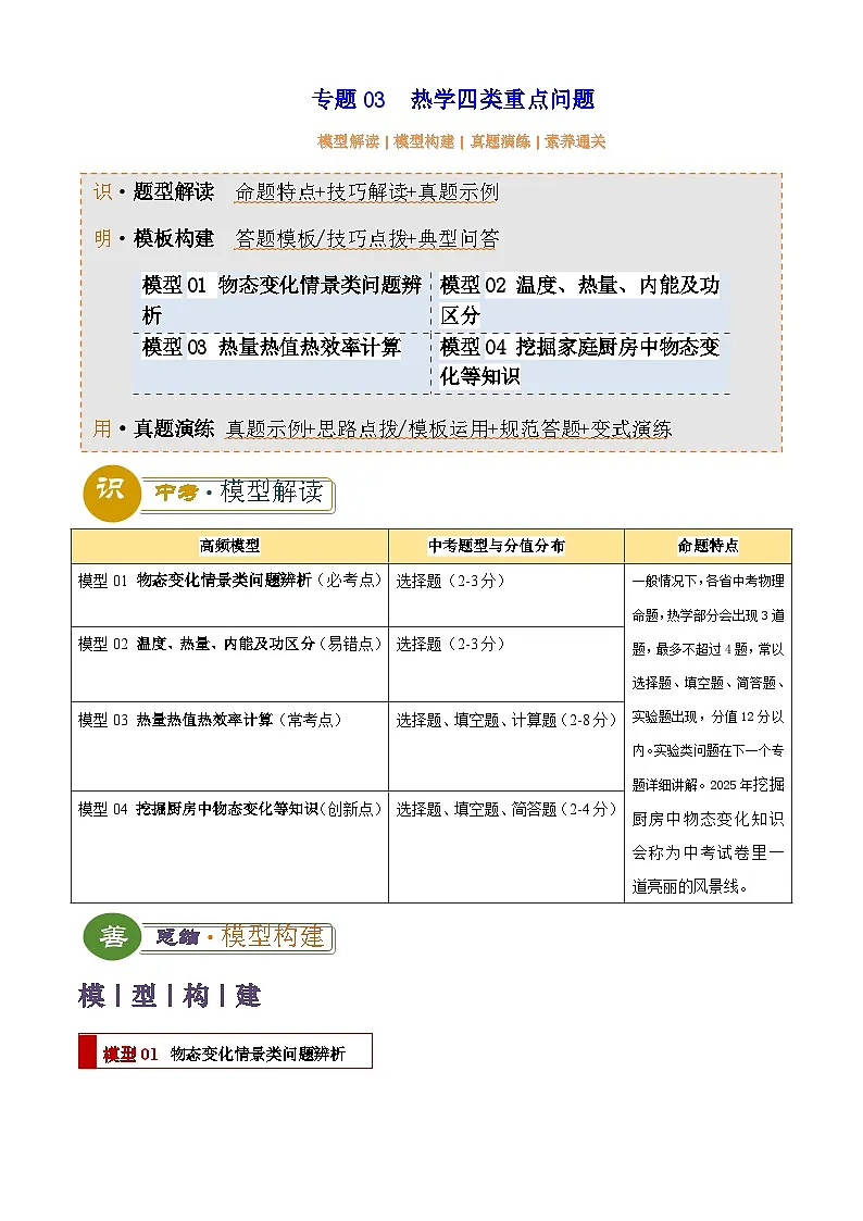 2025年中考物理专题复习练习专题03 热学四类重点问题(解析版)第1页