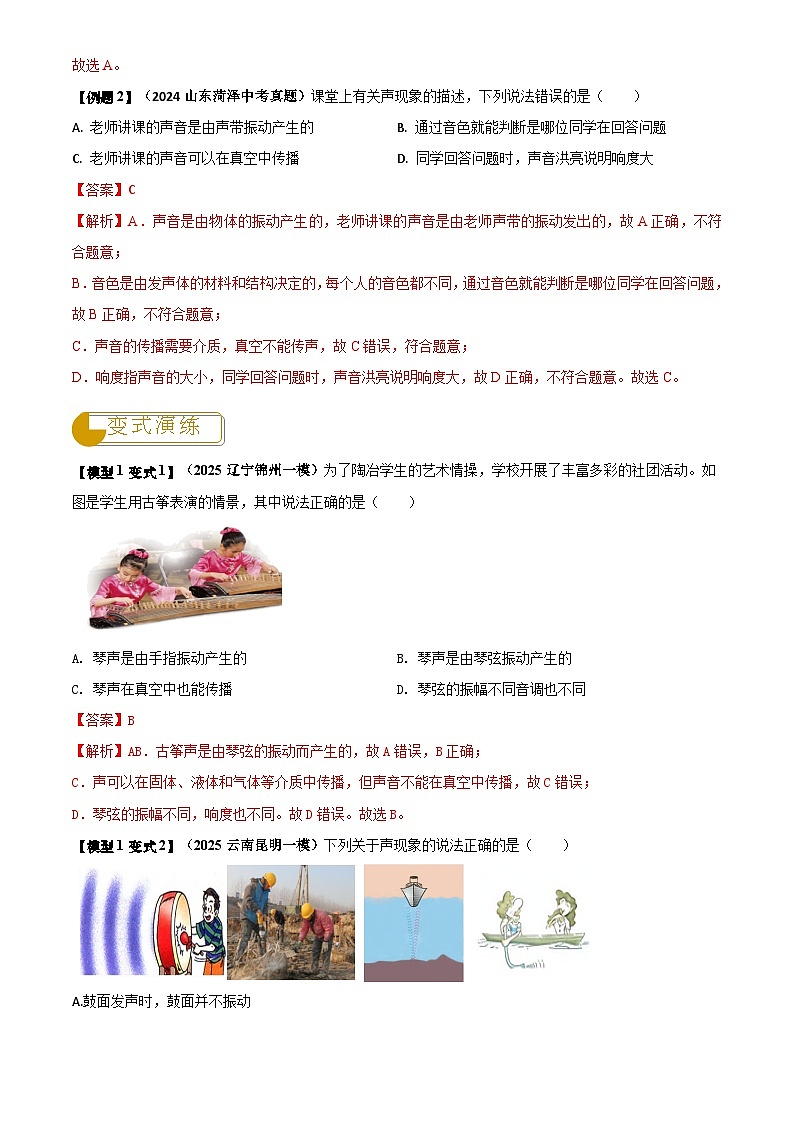 2025年中考物理专题复习练习合辑专题01  声与光四类重点问题(解析版)第3页