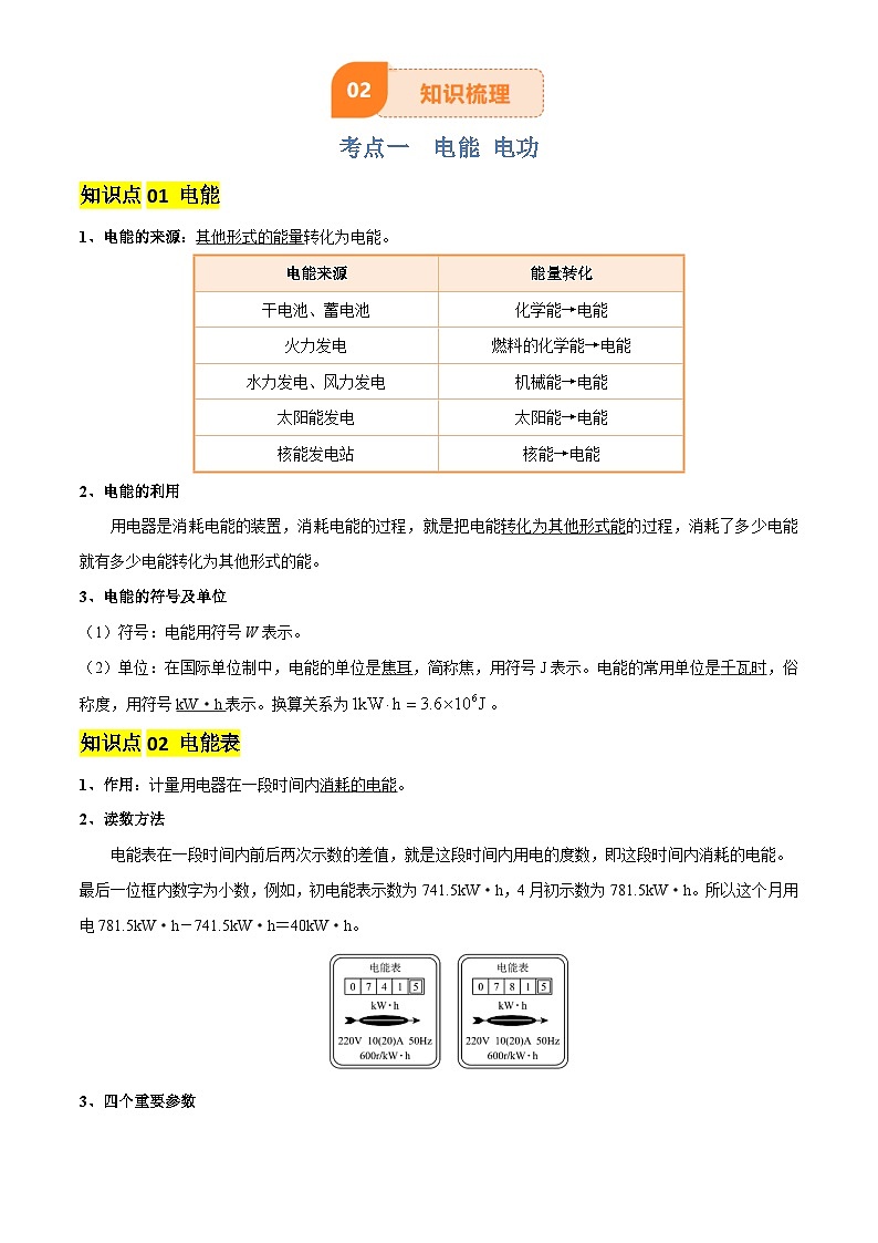 2025年中考物理专项复习讲义专题16 电功率(4大模块知识清单+5个易混易错+6种方法技巧+典例真题精析)(解析版)第3页