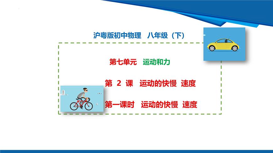 2025年春沪粤版物理八年级下册教学课件 7.2 运动的快慢 速度 第一课时 运动的快慢 速度第1页