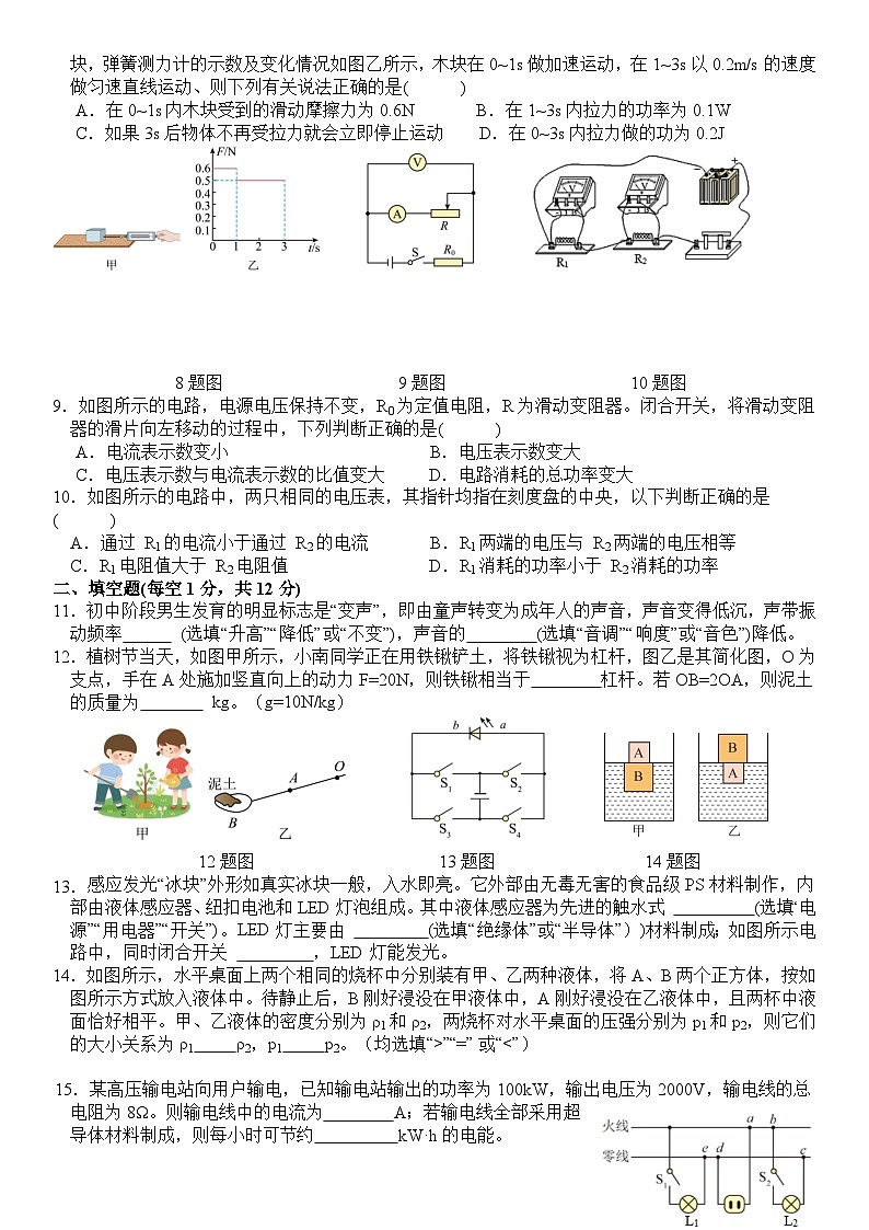 2025年山东省济宁市邹城十中初中学业水平考试第三次模拟检测物理试题第2页