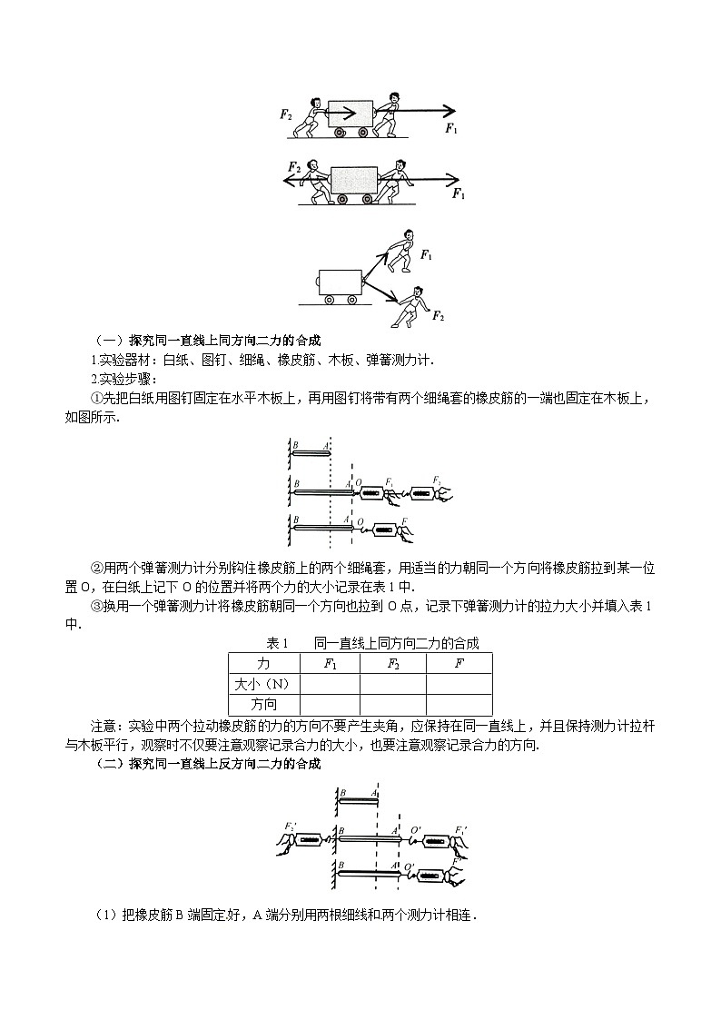 2025年春人教版物理八年级下册 第8章 第4节  《同一直线上二力的合成》  导学案第2页