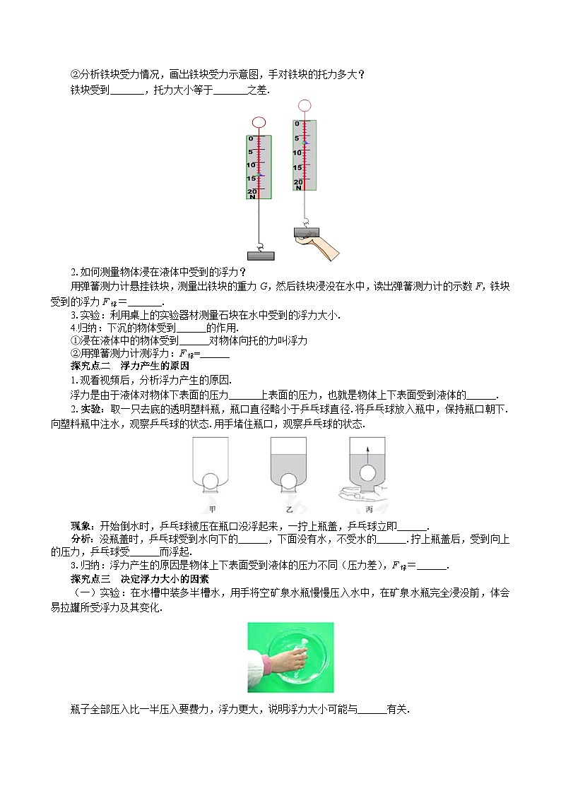 2025年春人教版物理八年级下册 第10章 第1节 《浮力》导学案第2页