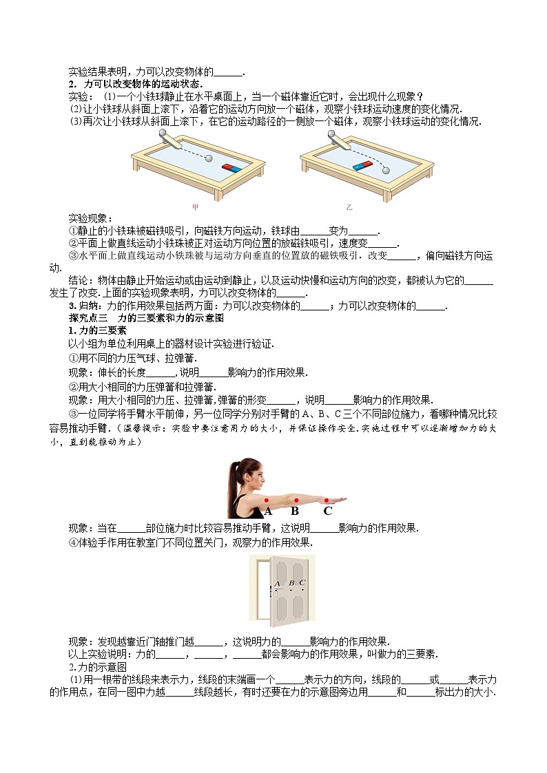 2025年春人教版物理八年级下册 第7章 第1节 《力》导学案第2页