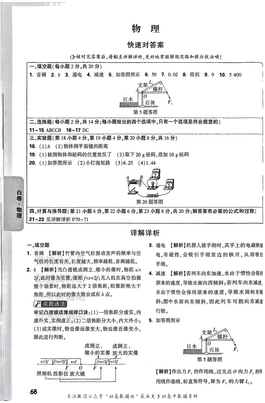 2025《万唯中考•安徽黑白卷》物理白卷解析版第1页