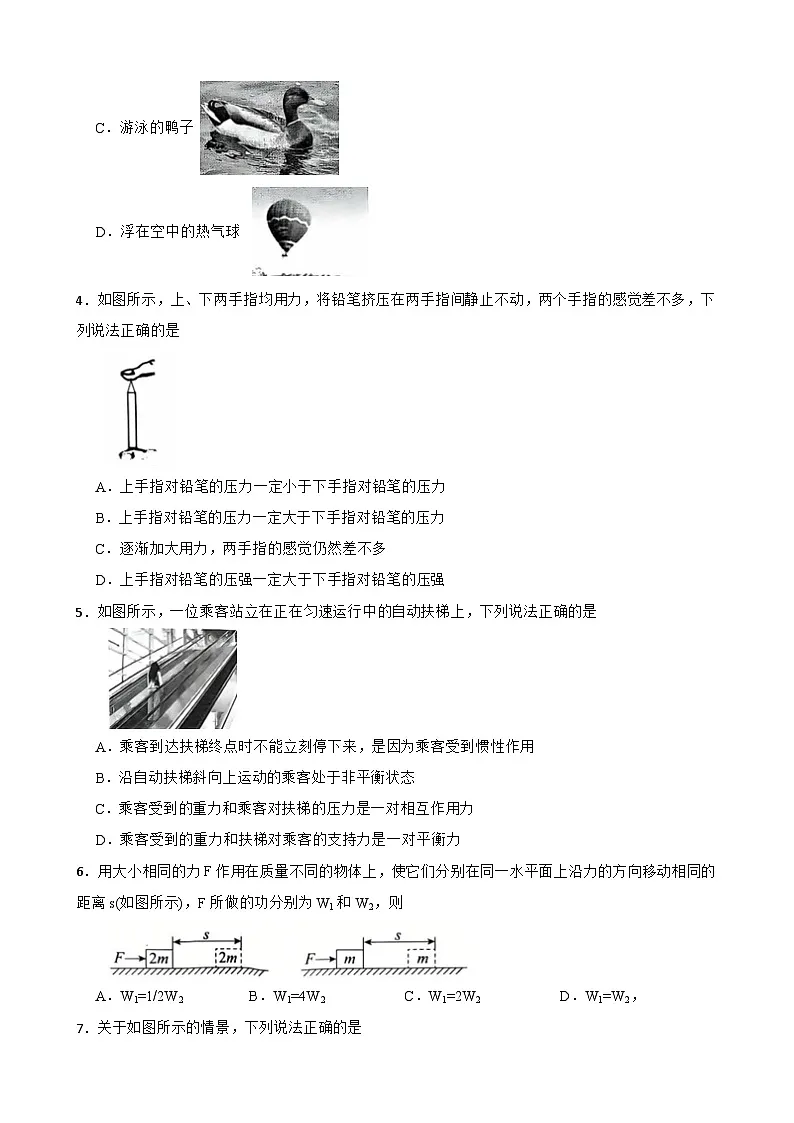 贵州省遵义市红花岗区2024-2025学年八年级下学期4月期中物理试题第2页