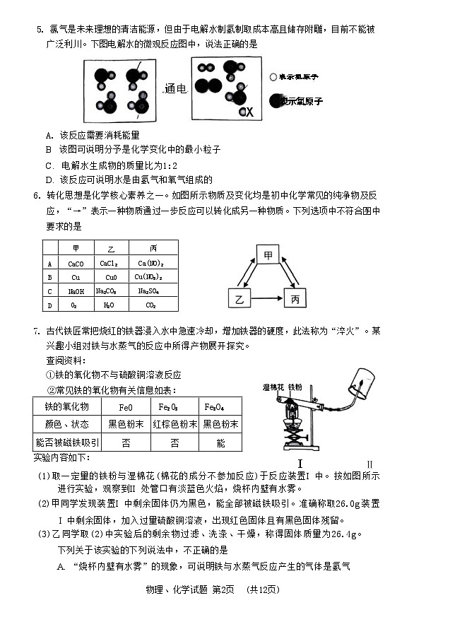 湖北省武汉市江夏区2024-2025学年下学期九年级5月月考物理与化学试题第2页